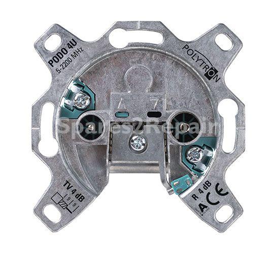 Polytron Aerial Outlet Sockets - Podo 4 U Stub Outlet, Broadband 2-way, 5-2200 Mhz, Tv-fm, Dc Passing