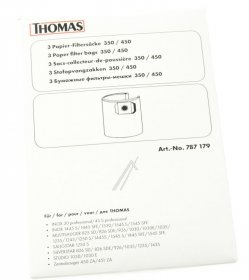 Thomas Vacuum Cleaner Bags - 787179 Paper Filter Bags X 3