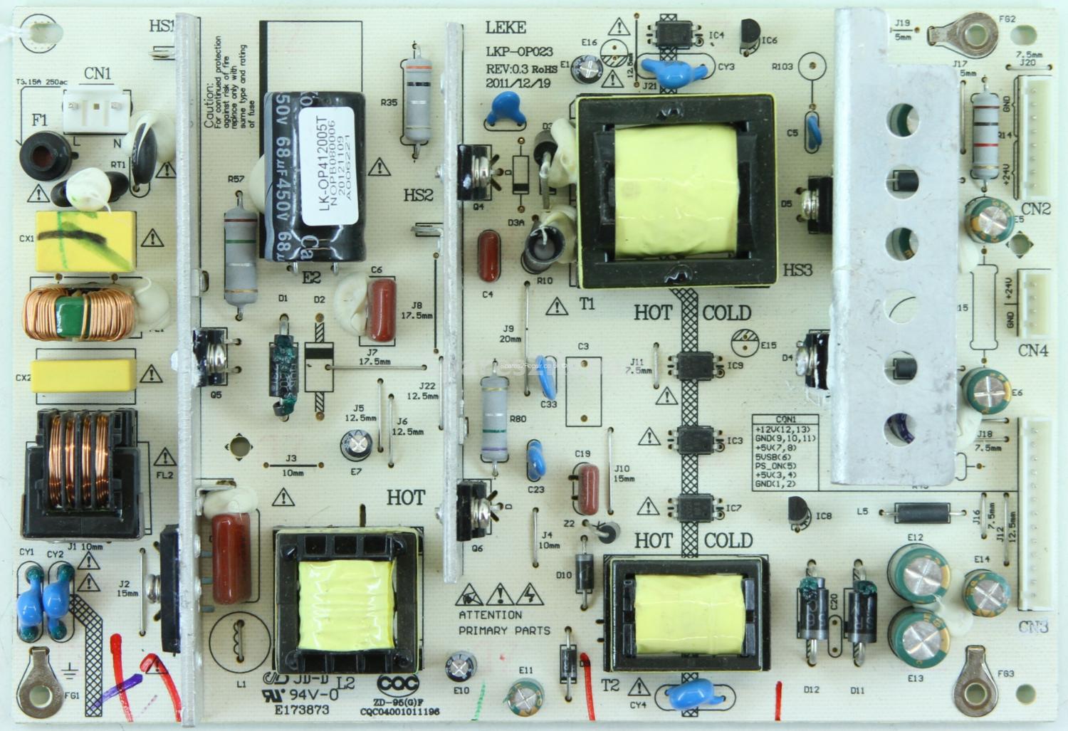 Blaupunkt 32/131G-GB-1B-3TCU-UK - PSU - LKP-OP023 - REV:0.3 - LK-OP412005T