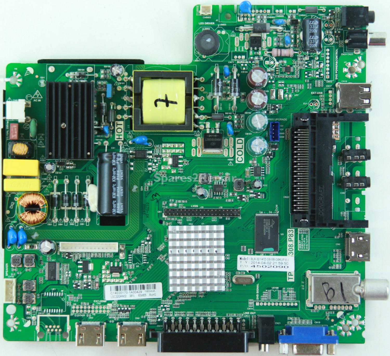 Blaupunkt 32/147Z-GB-5B-HKUP-UK - Main AV - C14030170 - TP.MS6308.P83 - 4502090
