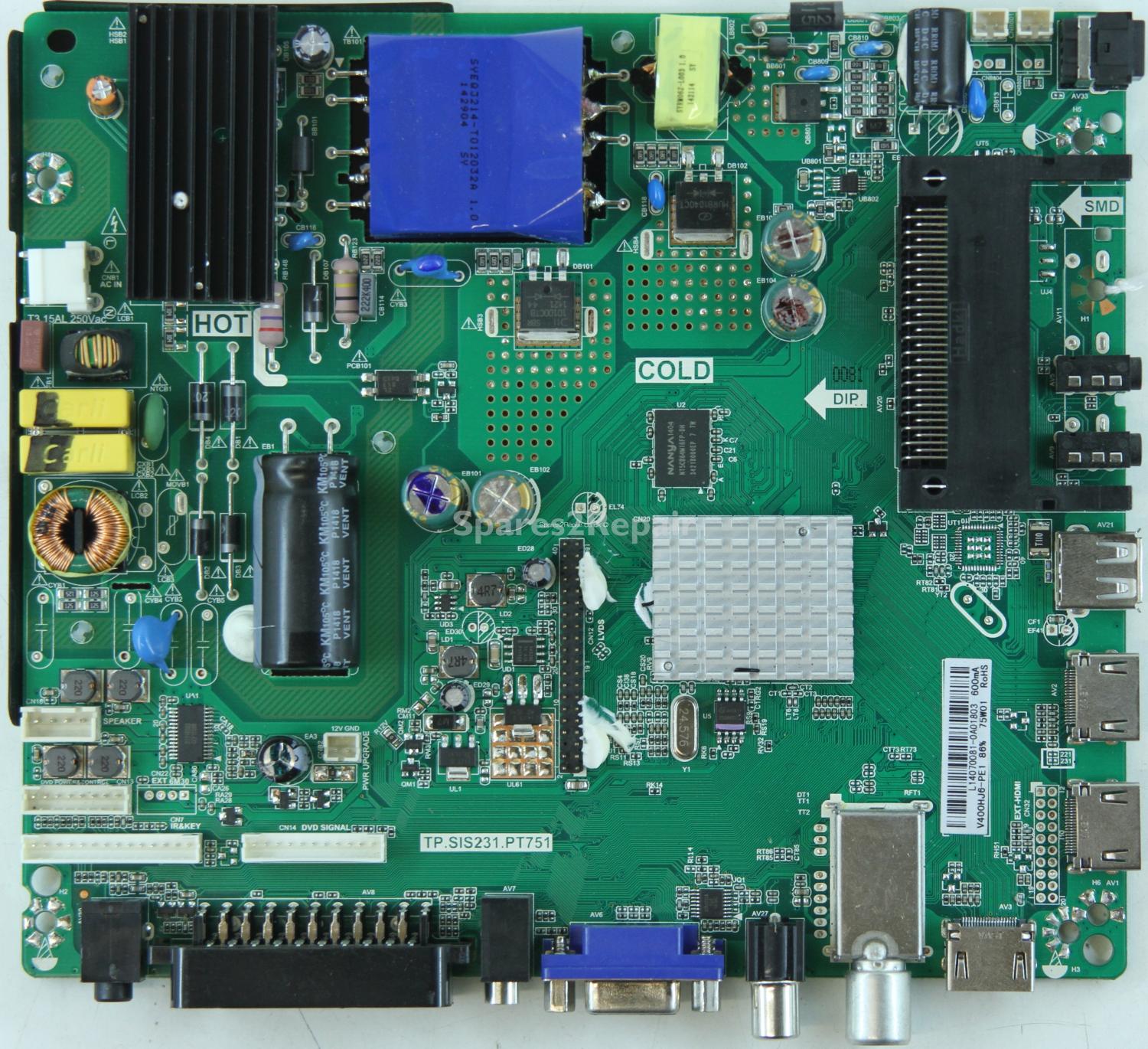 Bush LE-40GCL-A1 - Main Board - TP.SIS231.PT751 - 890-M00-60E36 - V400HJ6-PE1 - L14070081