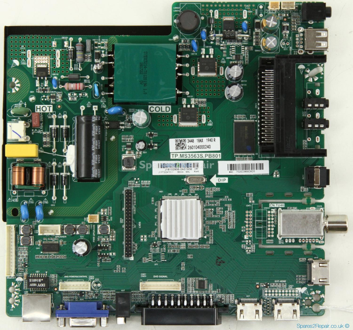 JVC LT-32C485 - Main Board - J18102906 - TP.MS3563S.PB801 - 260104000240 - PT320AT01-1