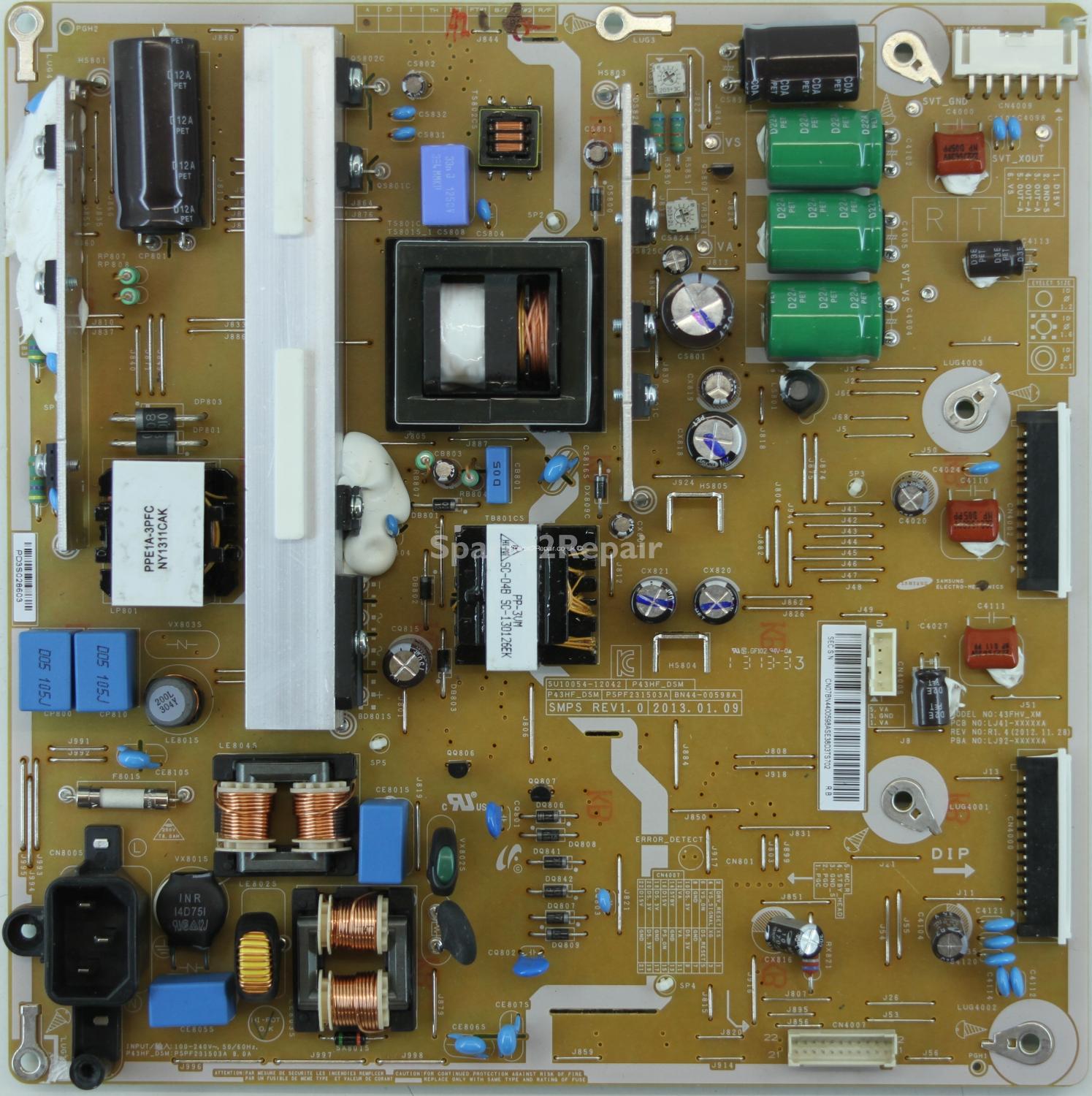 Samsung PS43F4900 - PSU - BN44-00598A - REV1.0 - SU10054-12042 - P43HF_DSM - PSPF231503A