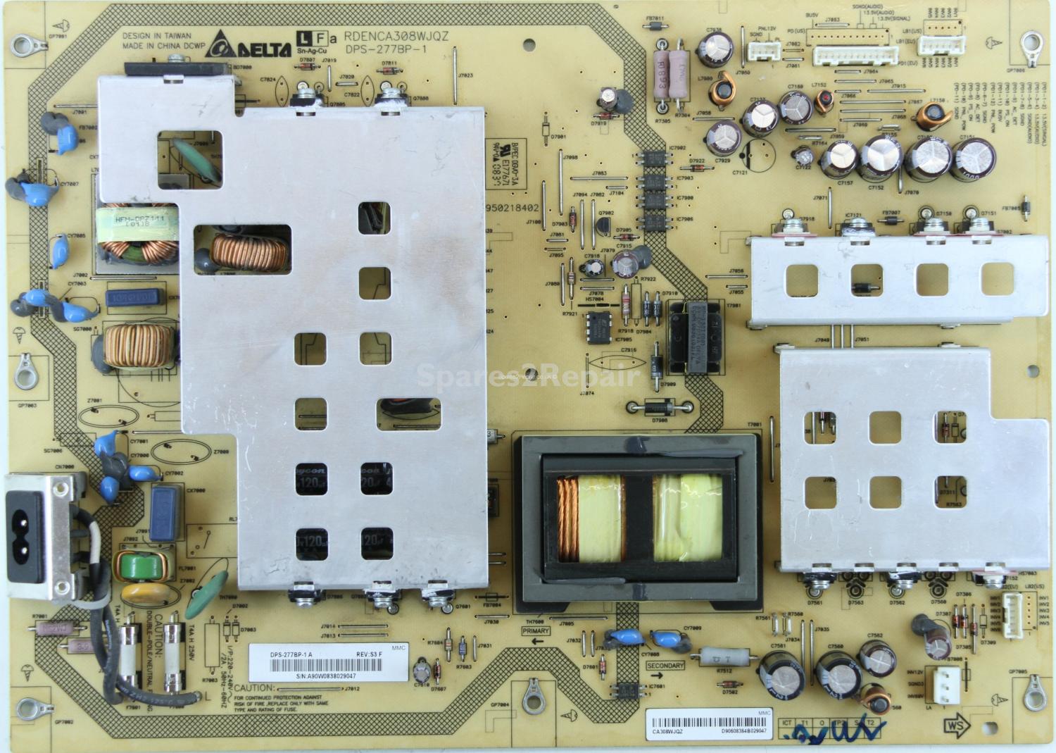 Sharp LC-52D65E - PSU - RDENCA308WJQZ - DPS-277BP-1 A REV:S3 F - CA308WJQZ - 2950218402